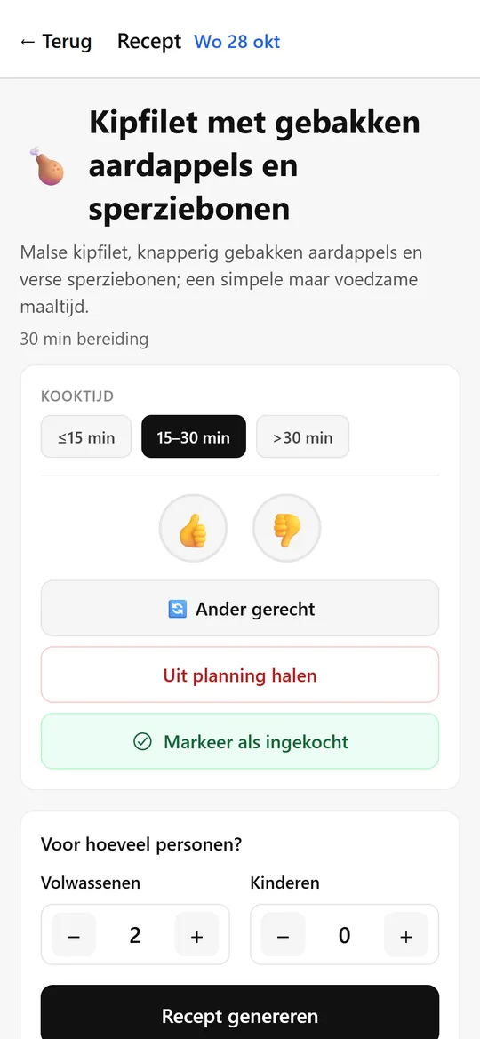 Schermafbeelding KitchenCompass: feedback geven