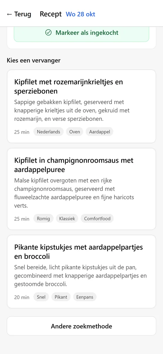 Schermafbeelding KitchenCompass: varianten